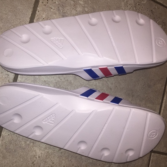 Adidas Blue Red & White Striped Slides! SOLD OUT - Picture 8 of 8